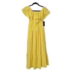 Donna Morgan Maxi Dress Off The Shoulder Ruffle Bottom Skirt Tier Size 4 NWT